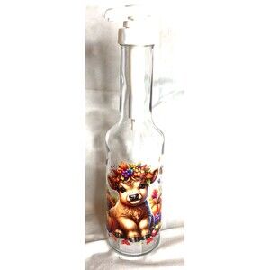 Highland Cow & 🌻Flowers 🌻 Syrup or Soap Dispenser Bottle NEW